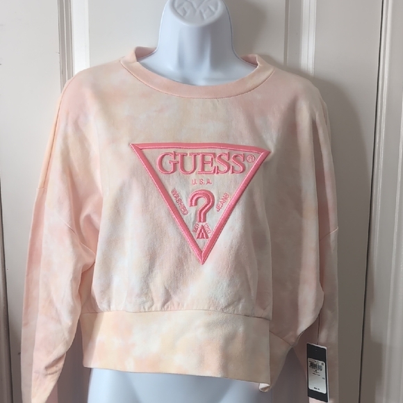 Guess Sweaters - Guess Pastel Pink Logo Sweatshirt